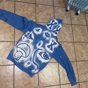 Custom creation, bleach stain, one of one unisex streetwear hoodie